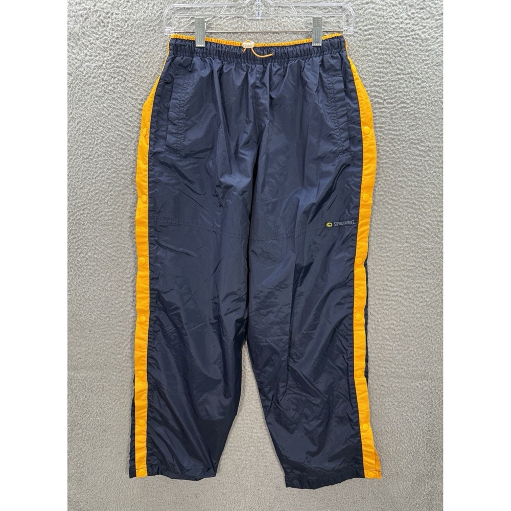 Vintage Spalding Track Pants Boys Youth 16/18 Blue Yellow Windbreaker Skater Y2K